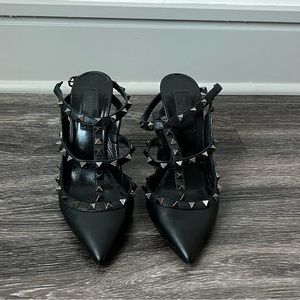 Valentino Noir Rockstud Ankle Strap Pumps